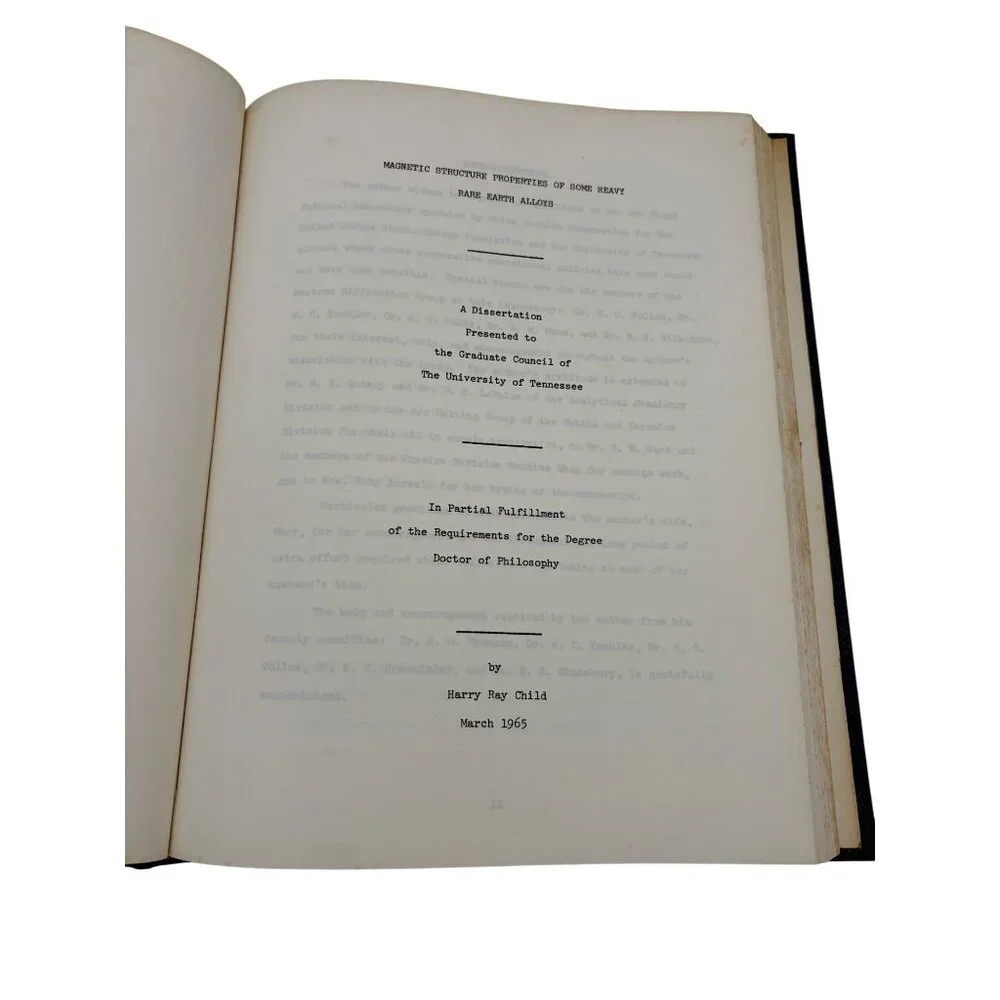 1965 UT Dissertation Magnetic Structure Rare Earth Alloys Harry Child Oak Ridge - Picture 1 of 10